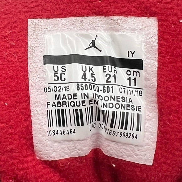 Nike Air Jordan Gym Red Retro 12 TD Sneakers Size 5 C - Picture 2 of 7